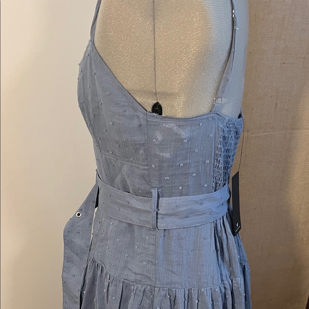 Lulu's Strapless Blue Dress with Belt - Picture 5 of 8